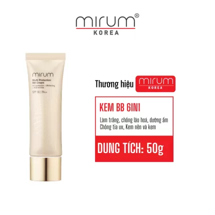 Kem BB 6in1 Mirum làm trắng da, chống lão hoá, dưỡng ẩm, chống tia UV, Lót và nền Mirum Multi Protection BB cream SPF30/PA++